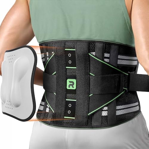 Rakiie Rückenstützgürtel für Herren und Damen, 8-fache Lendenwirbelstütze mit 3D-Pad und Massage, Atmungsaktive Rückenbandage zur Linderung von Rückenschmerzen (XXL) von Rakiie