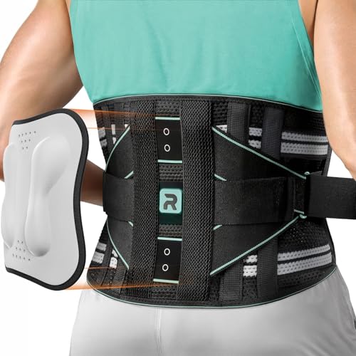 Rakiie Rückenstützgürtel für Herren und Damen, 8-fache Lendenwirbelstütze mit 3D-Pad und Massage, Atmungsaktive Rückenbandage zur Linderung von Rückenschmerzen (M) von Rakiie