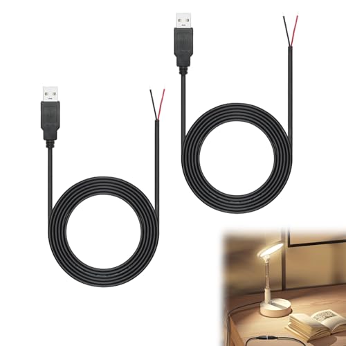Rakiuty 2 Stück 2 m Langes USB Pigtail, 2 Adriges USB 2.0 Kabel, 2-poliger Blanker Draht mit Offenem Ende, 2 m Langes USB Steckerkabel, 5 V 2 A USB Stecker Stromkabel Rakiuty 2 Stück 2 m Langes USB Pigtail, 2 Adriges USB 2.0 Kabel, 2-poliger Blanker Draht mit Offenem Ende, 2 m Langes USB Steckerkabel, 5 V 2 A USB Stecker Stromkabel von Rakiuty