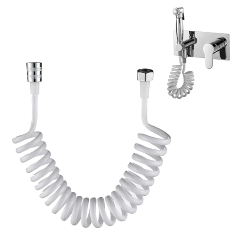 Duschschlauch Ausziehbar,Teleskopischer Duschschlauch,Verdrehschutz Brauseschlauch,Duschschlauch,Spiral Brauseschlauch Für Wasserhahn, Bidet,Sprühgerät,Handbrause,Weiß,3m von Rakiuty