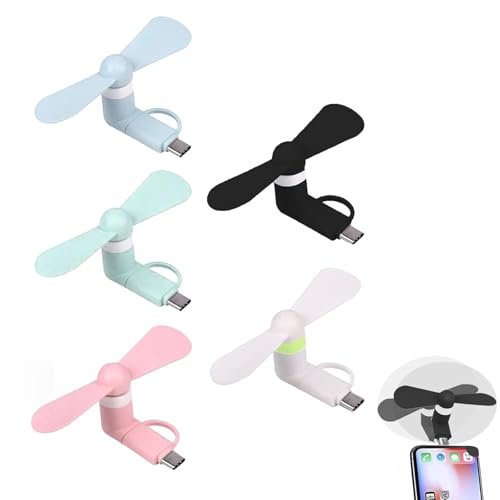 Rakiuty Mini-Handy-Lüfter,Mini-Handy-Ventilator,5 PCS Tragbarer Kühler Rotierender Ventilator,USB Ventilator Klein Leise,2-in-1-Lüfter für Android-Telefone/Type-C-Telefone Rakiuty Mini-Handy-Lüfter,Mini-Handy-Ventilator,5 PCS Tragbarer Kühler Rotierender Ventilator,USB Ventilator Klein Leise,2-in-1-Lüfter für Android-Telefone/Type-C-Telefone von Rakiuty