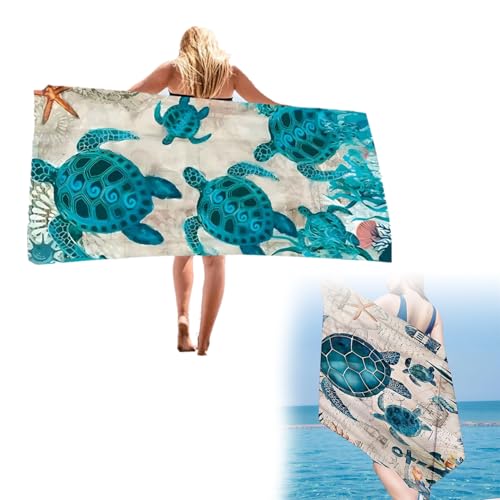 Rakiuty MikrofaserStrandtuch Ozean Handtuch,Strandtücher,Strandtuch Baby-Schildkröte,Badetücher mit Meeresschildkröten-Druck,Strandtuch Mikrofaser,Groß Schnelltrocknendes Mikrofaser Handtuch von Rakiuty