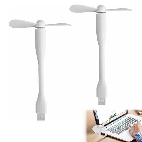 Rakiuty Mini USB Ventilator,90mm USB Ventilator Mit Flexiblem Hals,2 Stücke Flexibler Mini-USB-Ventilator,Abnehmbarer Lüfter Für PC Powerbank,USB-geräte (Weiß) von Rakiuty