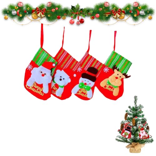 Rakiuty Weihnachtsstrumpf Kamin,Weihnachten Socken,Nikolausstrumpf für Weihnachtsdeko,Hängende Strümpfe Weihnachtssocken,Befüllen Weihnachtsocken,Weihnachtssocken für Weihnachtsschmuck,4 Stück von Rakiuty