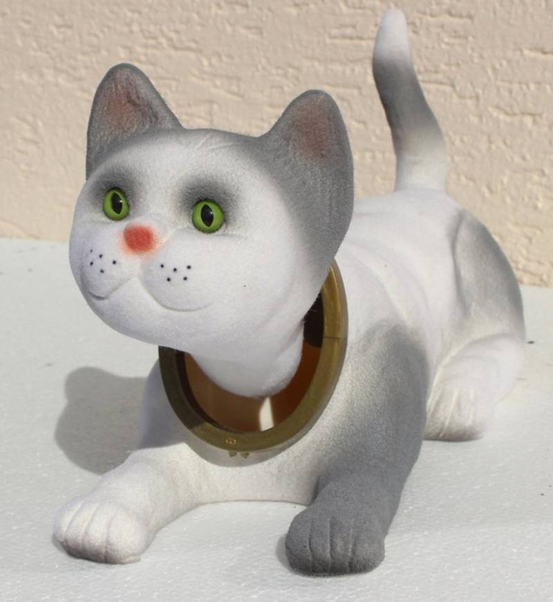 Rakso Oskar Schneider GmbH Dekofigur Katze hell grau Wackelfigur H 15 cm groß Dekofigur mit Wackelkopf von Rakso Oskar Schneider GmbH