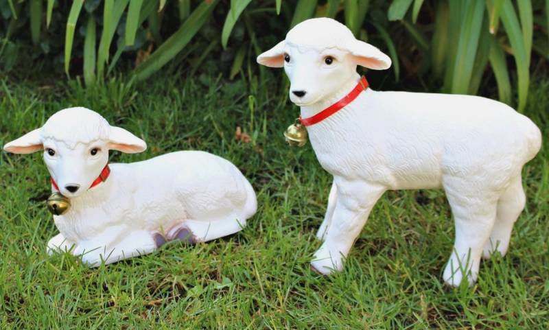 Rakso Oskar Schneider GmbH Tierfigur Deko Figur Lämmlein Lämmer stehend und liegend als 2-er Satz von Rakso Oskar Schneider GmbH