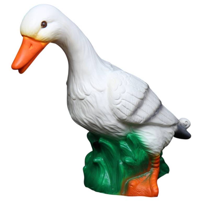 Deko Figur Ente stehend weiß H 28 cm Entenfigur mit Scherz Bewegungsmelder Schnatter Dekofigur von Rakso