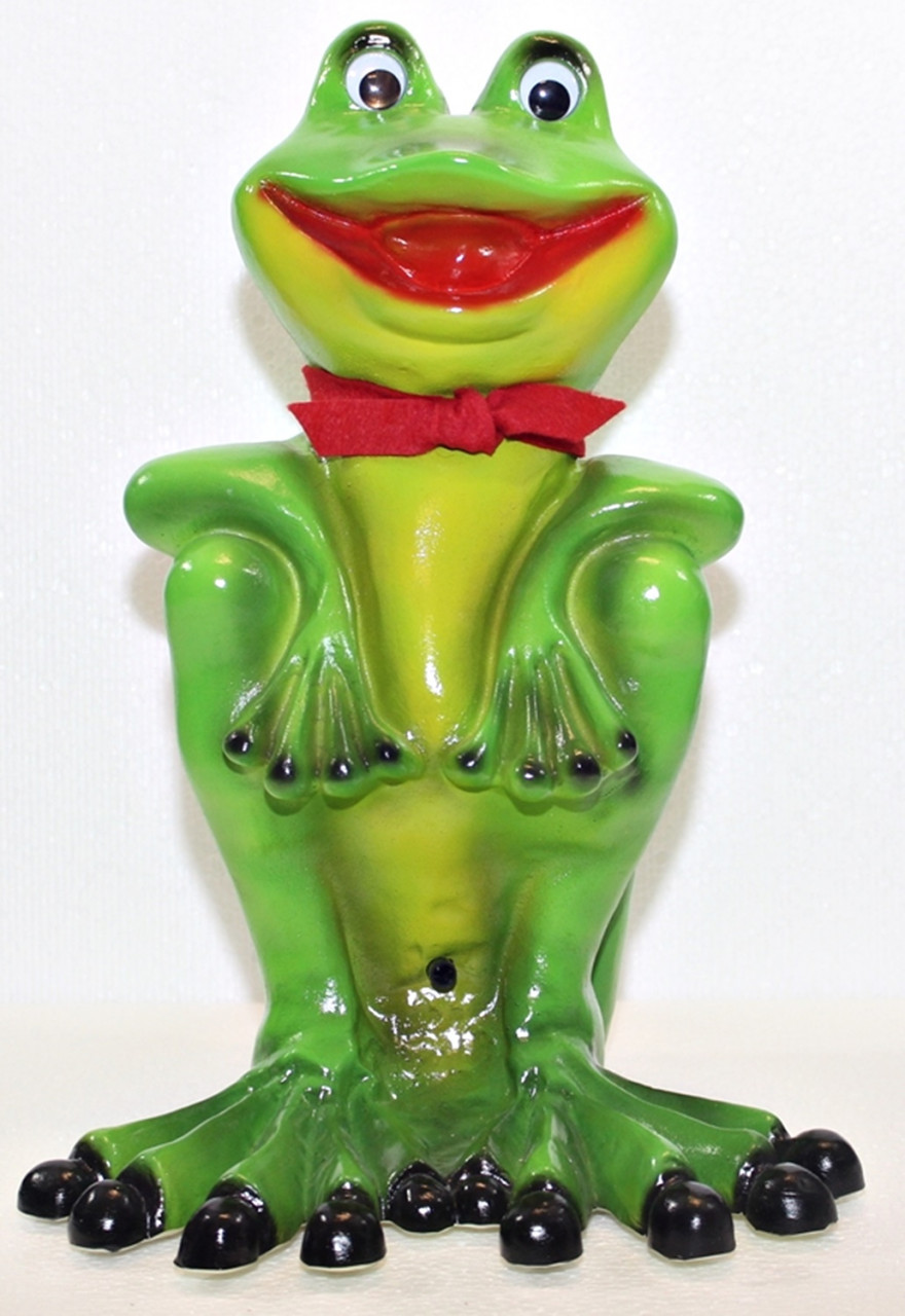 Deko Figur Gartenfigur lustiger Frosch sitzend mit Schal H 33 cm mit Scherz Bewegungsmelder Quak von Rakso