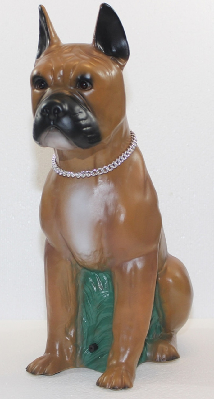 Deko Figur Hund Boxer Dekofigur sitzend H 40 cm Hundefigur mit Scherz Bewegungsmelder Wau-wau von Rakso