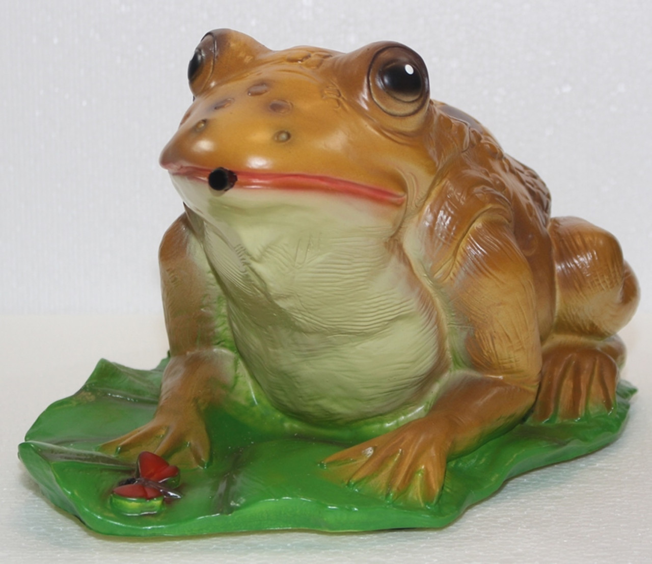 Deko Figur Kröte Frosch auf Blatt H 17 cm Gartenfigur Dekofigur mit Scherz Bewegungsmelder Quak von Rakso