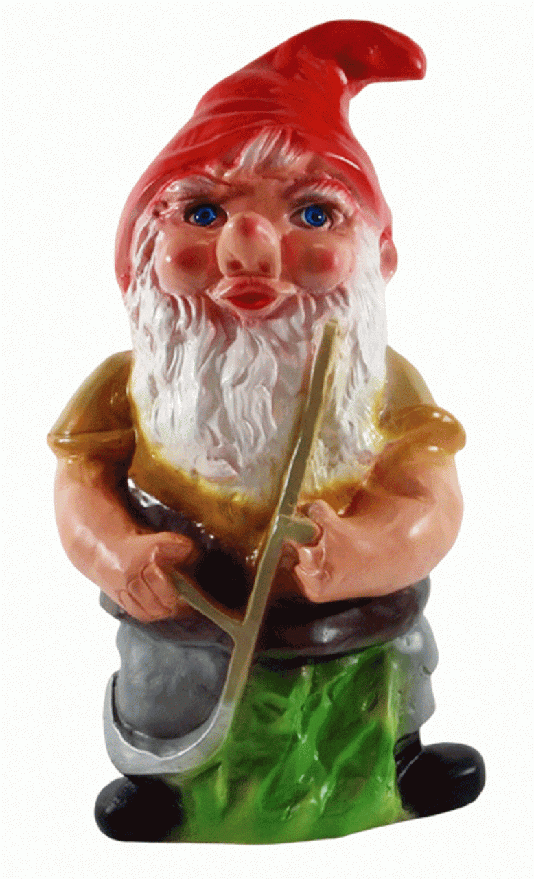 Deko Figur Zwerg H 30 cm Gartenzwerg mit Sense stehend Gartenfigur aus Kunststoff von Rakso