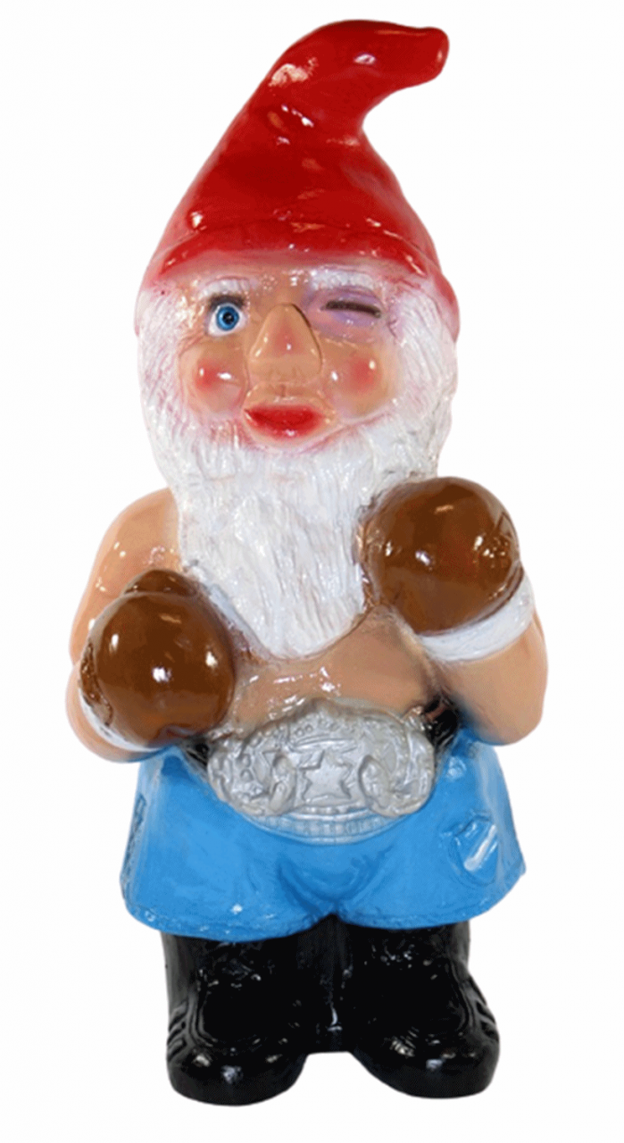 Deko Figur lustiger Zwerg Boxer H 34 cm Spaß Gartenzwerg Gartendeko Gartenfigur aus Kunststoff von Rakso