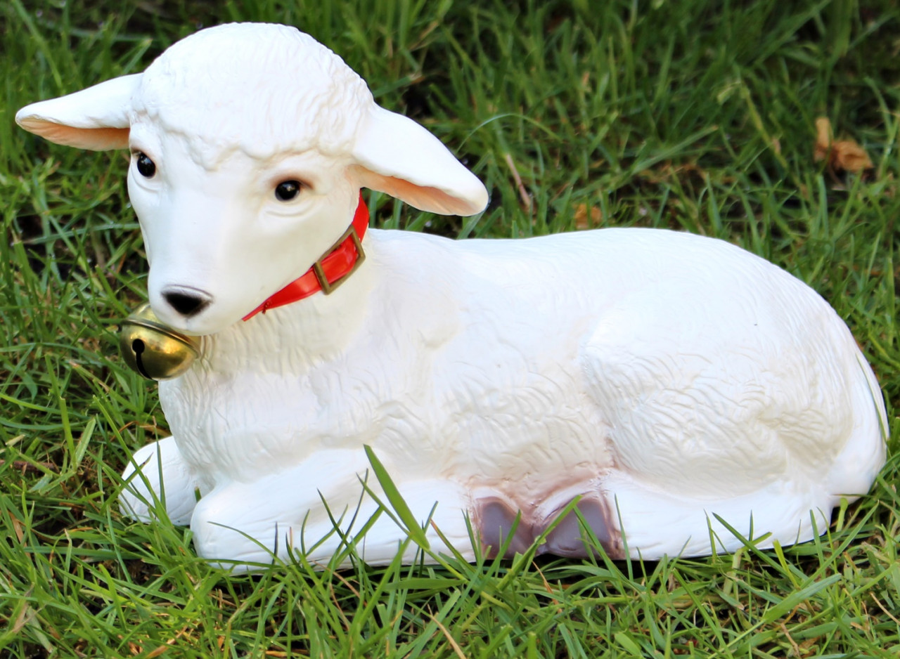 Deko Garten Figur Dekofigur Gartenfigur Tierfigur weißes Lamm Lämmlein aus Kunststoff Höhe 16 cm von Rakso