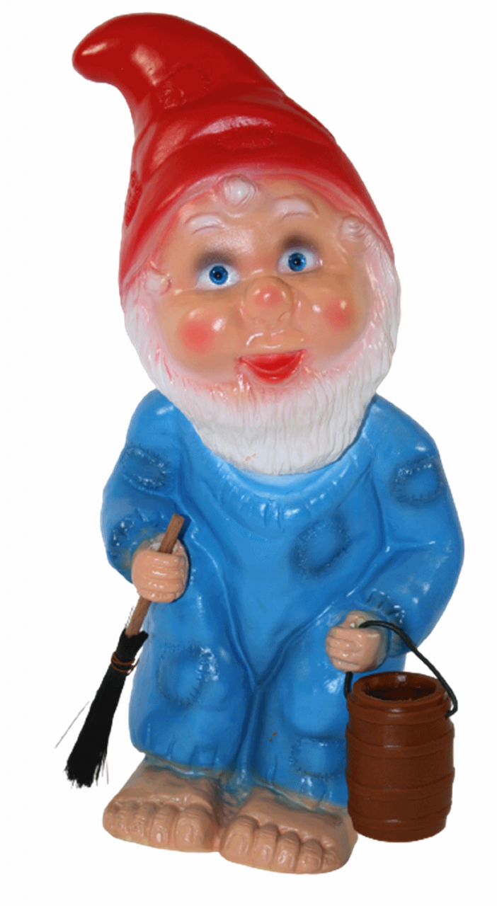 Gartenzwerg Deko Garten Figur Zwerg Straßenfeger stehend mit Feger in Händen aus Kunststoff H 31 cm von Rakso