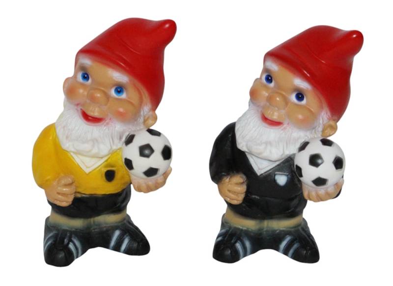 Gartenzwerg Fußballer und Schiedsrichter klein 2-er Satz Höhe 17 cm Gartenfiguren Zwerge Kunststoff von Rakso