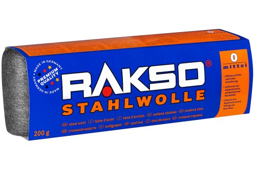 RAKSO Stahlwolle mittel 0-200g, 1 Banderole, glättet Holz, entfernt Schmutz auf Kacheln/Steinböden, poliert Kupferrohre/Fittings von RAKSO