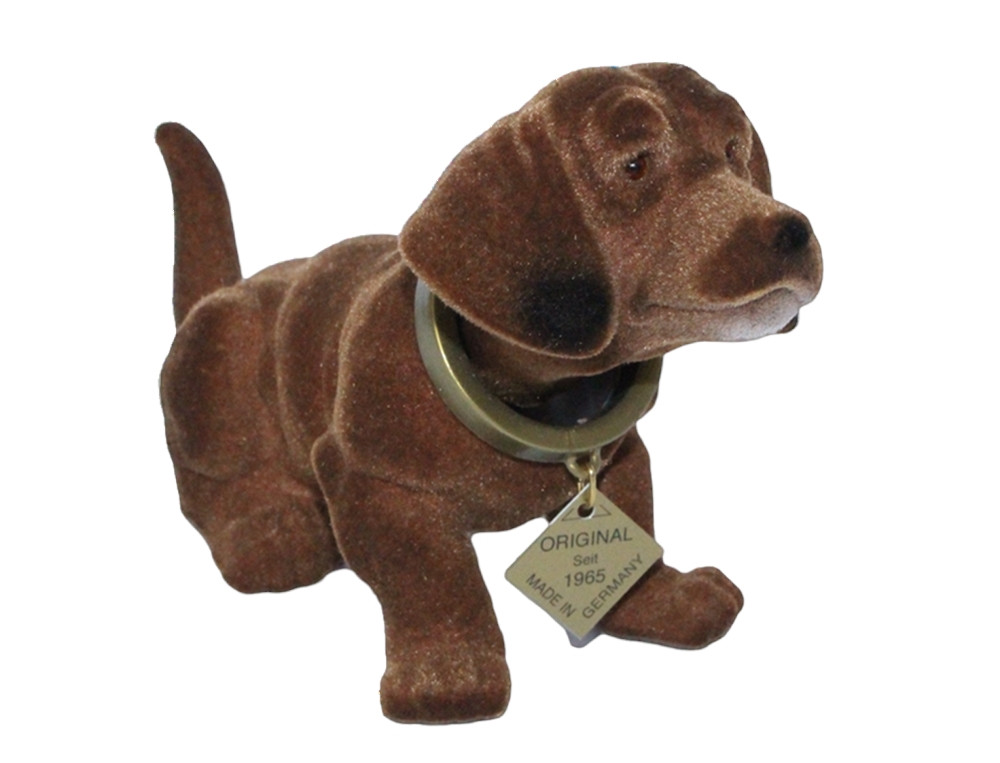 Wackel Dackel Figur Hund Dackel Wackelfigur H 10 cm klein sitzend mit Wackelkopf Original von Rakso