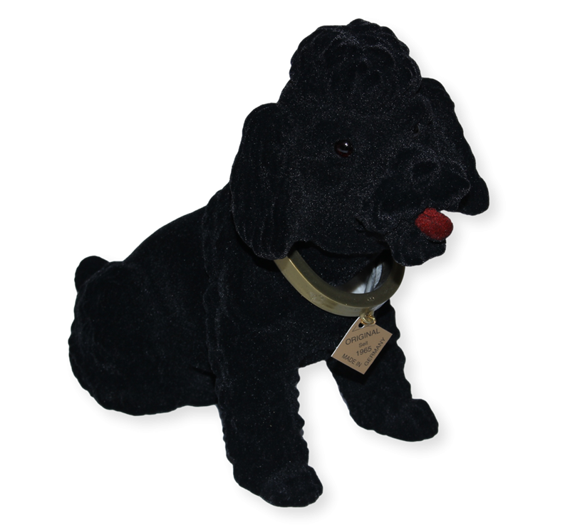 Wackel Figur Hund Pudel schwarz Wackelfigur H 20,5 cm groß Dekofigur mit Wackelkopf von Rakso