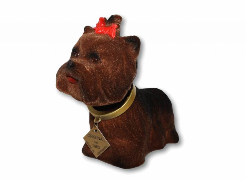Wackel Figur Hund Yorkshire Terrier Wackelfigur H 12,5 cm klein Dekofigur mit Wackelkopf von Rakso