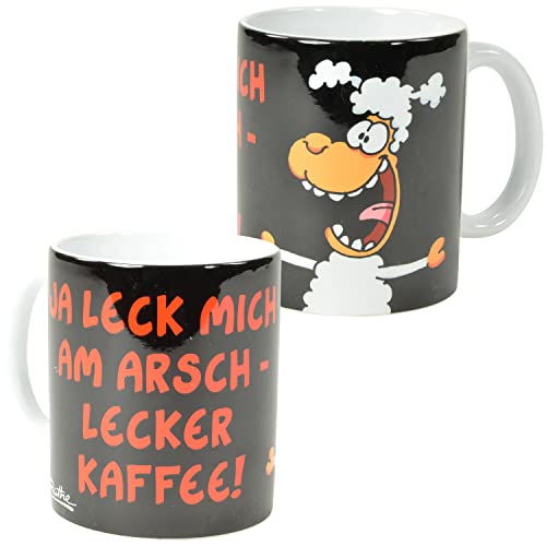 Ralph Ruthe Tasse Thorsten Dörnbach - Ja leck mich am Arsch - Lecker Kaffee! Kaffeetasse Becher aus Keramik Schwarz 320 ml von United Labels