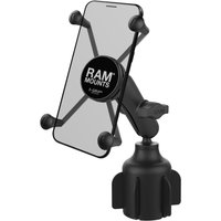 RAM Mounts Fahrzeug-Halterung mit X-Grip Halteklammer für Smartphones bis 114,3 mm Breite, B-Kugel (1 Zoll), Basis für Getränkehalter, mittlerer Verbindungsarm von Ram Mounts