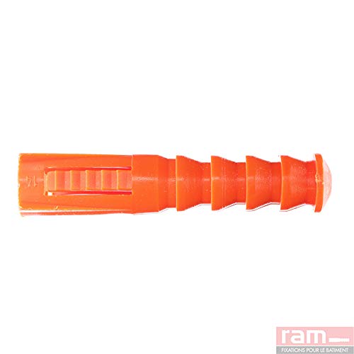 Dübel ohne Kragen, 14 mm x 69 mm, Orange, Eimer mit 45 Stück von Ram