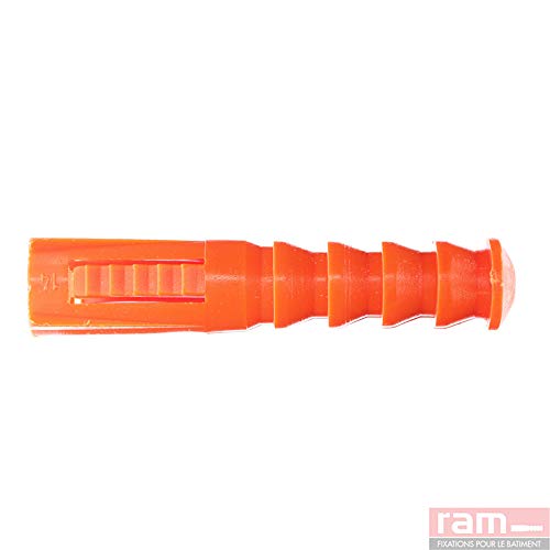 Dübel ohne Kragen, 14 mm x 69 mm, orange, Eimer mit 250 Stück von Ram