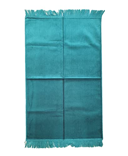 Ramadan24 Gebetsteppich Ohne Motiv 110x65cm Weicher Namazlik Ohne Muster Einfarbig (Türkis) von Ramadan24