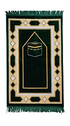 Gebetsteppich für den Islamischen Muslim – Kaaba Geschenk – Janamaz Sajjadah – Namaz Seccade Prayer Mat – hergestellt in der Türkei (Grün) 70x110cm von Ramadan24