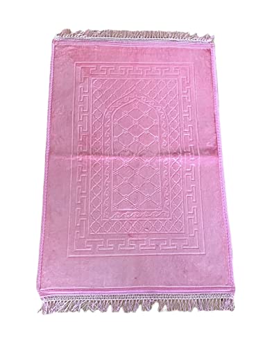 Ramadan24 Gebetsteppich Islamische Gebetsmatte- Muslim Gebet Teppich Gepolstert Dicke Weiche Seccade Waschbar Namaz mit Islam Orient Muster rutschfest 80 X 120 cm (Rosa) von Ramadan24