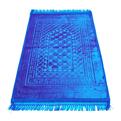 Ramadan24 Gebetsteppich Islamische Gebetsmatte- Muslim Gebet Teppich Gepolstert Dicke Weiche Seccade Waschbar Namaz mit Islam Orient Muster rutschfest 80 X 120 cm (Türkis) von Ramadan24