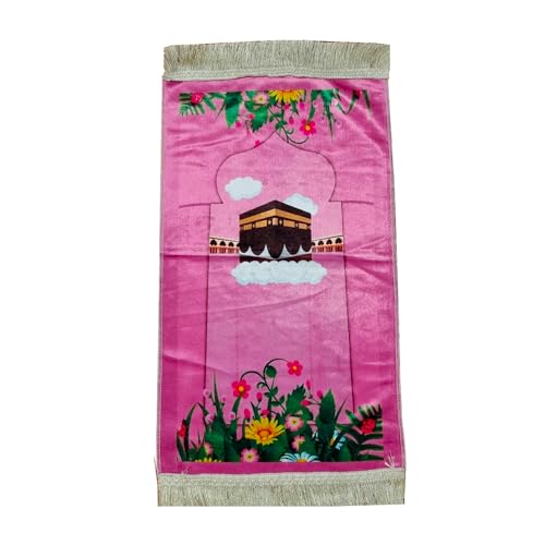 Ramadan24 Gebetsteppich für Kinder mit Kaaba Motiv (Rosa) von Ramadan24
