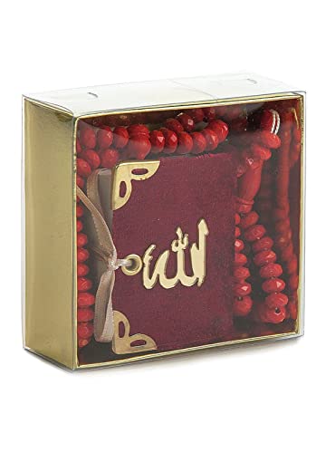 Ramadan24 Islamisches Geschenk Set Koran und Gebetskette mit 99 Perlen - Tesbih & Kuran in Arabisch Muslimen Geschenke (Rot) von Ramadan24