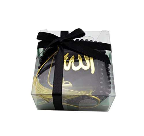 Ramadan24 Islamisches Geschenk Set Koran und Gebetskette mit 99 Perlen - Tesbih & Kuran in Arabisch Muslimen Geschenke (Schwarz) von Ramadan24