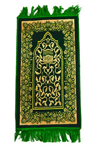 Ramadan24 Kinder Gebetsteppich mit Kaaba Deisgn - Saggada Seccade Namazlik Sejjada Moschee Kind Teppich Islam (Grün) von Ramadan24