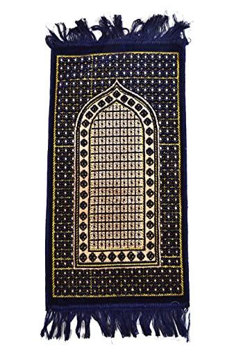 Ramadan24 Kinder Gebetsteppich mit Kaaba Deisgn - Saggada Seccade Namazlik Sejjada Moschee Kind Teppich Islam (Königsblau) von Ramadan24