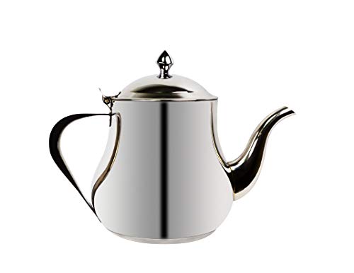 Ramadan24 Teekanne mit Induktion aus Edelstahl | Marokkanische Arabisch Design | mit Deckel Teefilter Schnabel & Griffe | 3in1 auch als Kaffeekanne, Wasserkocher. (1 Liter) von Ramadan24