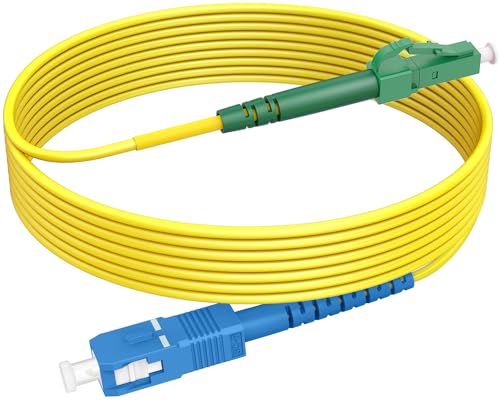 RamboCables 0,5m Glasfaserkabel LC/APC auf SC/UPC, OS2 Simplex Singlemode 9/125µm LSZH, FTTH LWL Patchkabel Gelb von RamboCables