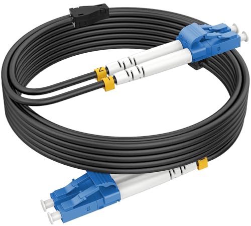 RamboCables 100m Gepanzerte Glasfaser-Kabel OS2 LC auf LC Duplex Singlemode, LWL-Kabel für den Innen- und Außenbereich, 10GB 9/125um LSZH OD 3,0mm Schwarz von RamboCables
