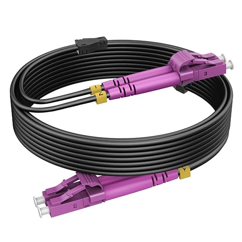 RamboCables 15m Gepanzerte Glasfaser-Kabel OM4 LC auf LC Duplex Multimode, LWL-Kabel für den Innen- und Außenbereich, 10GB 50/125um LSZH OD 3,0mm Schwarz von RamboCables