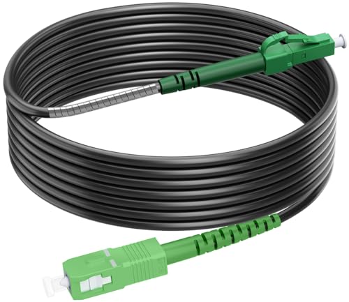 RamboCables 25M Gepanzerte Glasfaser-Kabel LC/APC auf SC/APC, Simplex Singlemode Gepanzerte Glasfaserkabel, 9/125µm OS2 FTTH LWL Patchkabel für den Innen- und Außenbereich, Schwarz von RamboCables