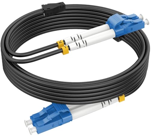 RamboCables 40m Gepanzerte Glasfaser-Kabel OS2 LC auf LC Duplex Singlemode, LWL-Kabel für den Innen- und Außenbereich, 10GB 9/125um LSZH OD 3,0mm Schwarz von RamboCables