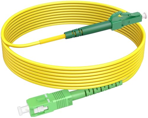 RamboCables 50m SC/APC auf LC/APC, LWL Simplex Patchkabel 9/125µm, Singlemode Glasfaserkabel für FTTH (Fiber to The Home) von RamboCables