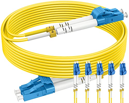 RamboCables LWL Patch-Kabel - OS2 LC auf LC Glasfaser-Kabel 5 m - Singlemode Duplex LSZH 9/125µm 10 GBit/s Gelb - Optionen 0,5 m~60 m, 5pack von RamboCables