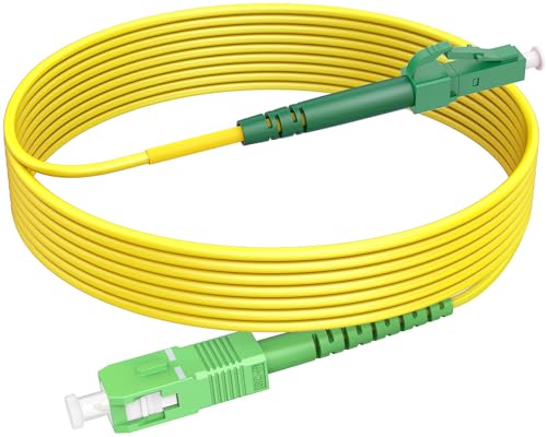 RamboCables LWL Glasfaser-Kabel SC/APC auf LC/APC, OS2 Singlemode Patchkabel 9/125μm LSZH, FTTH Lichtwellenleiter Gelb 1m von RamboCables