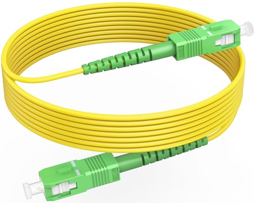 RamboCables LWL Glasfaser-Kabel SC/APC auf SC/APC, OS2 Singlemode Patchkabel 9/125μm LSZH, FTTH Lichtwellenleiter Gelb 1m von RamboCables