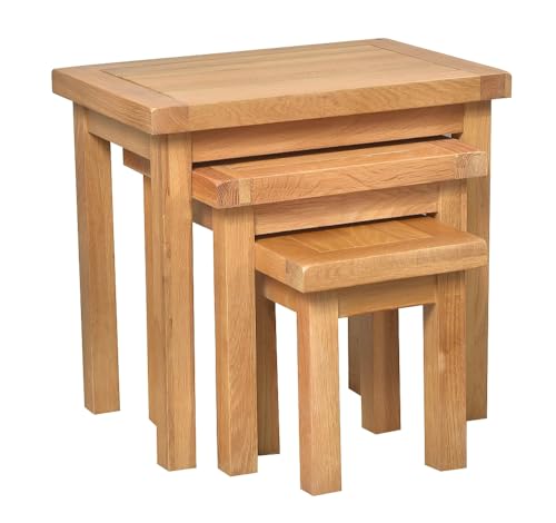 Rustikales Set mit drei Couchtischen für Wohnzimmer, Wohnmöbel – massive Eichenholzmöbel Beistelltisch – komplett montierter Couchtisch – 49 cm x 52 cm x 36 cm von Ramece