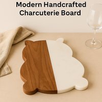 Modernes Marmor- Und Holz-Charcuterie-Tablett - 10-Zoll-Serviertablett, Käseplatte, Snackbrett, Elegante Küche Esszimmer Dekor, Einweihungsgeschenk von RameshwaramMarble