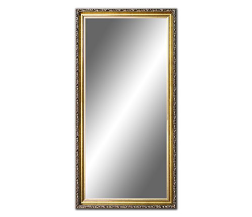100 x 50cm, 50 x 100cm Spiegel mit Rahmen, Badezimmerspiegel Antik, Alte Spiegel, Handgefertigte, Stabiler Rückwand, Rahmenleiste: 60 mm breit und 45 mm hoch, Rahmen Farbe: Gold von Ramix