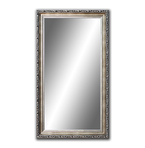 60 cm x 40 cm, Spiegel mit Rahmen, Badezimmerspiegel Antik, Alte Spiegel, Handgefertigte, Stabiler Rückwand, Rahmenleiste: 60 mm breit und 45 mm hoch, Rahmen Farbe: Gold- Silber von Ramix